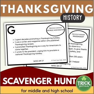 History of Thanksgiving Scavenger Hunt